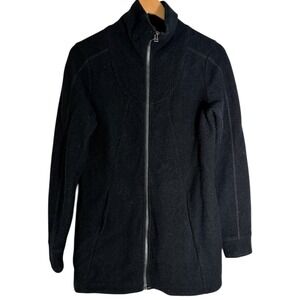 Ibex Women's Alana Tunic Sweater Jacket Merino Wool Full Zip Black Medium